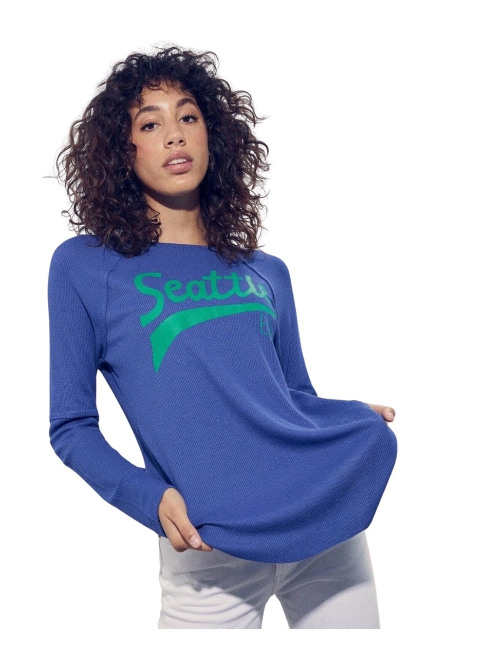 Junk Food Clothing Seattle Seahawks SuperBowl Champion Thermal Shirt Blue Medium